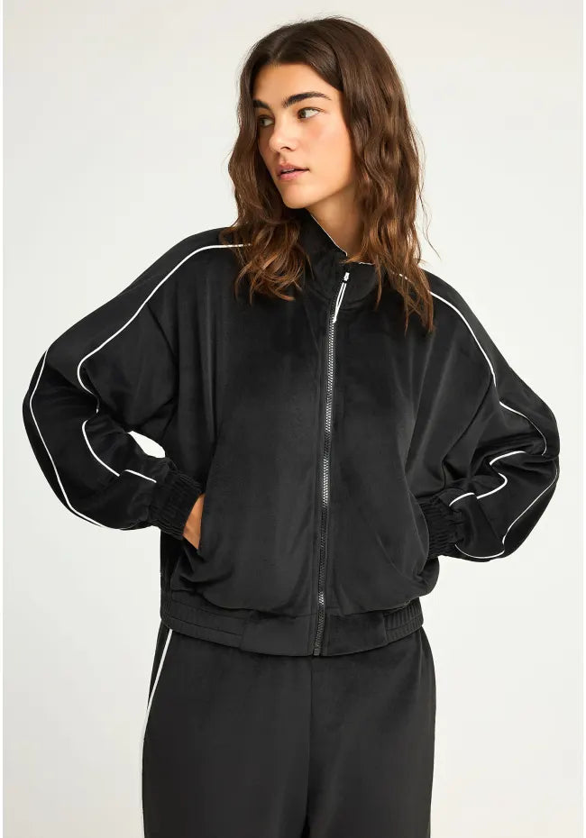 Βελουτε ζακετα με ριγα μαυρη