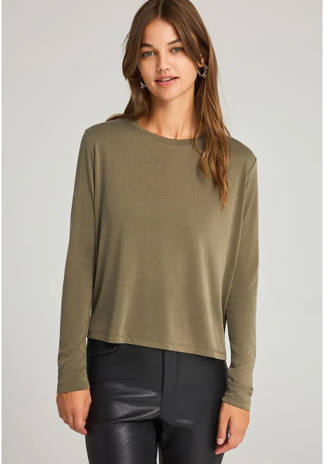 Μακρυμανικη μπλουζα λαδι με στρογγυλη λαιμοκοψη