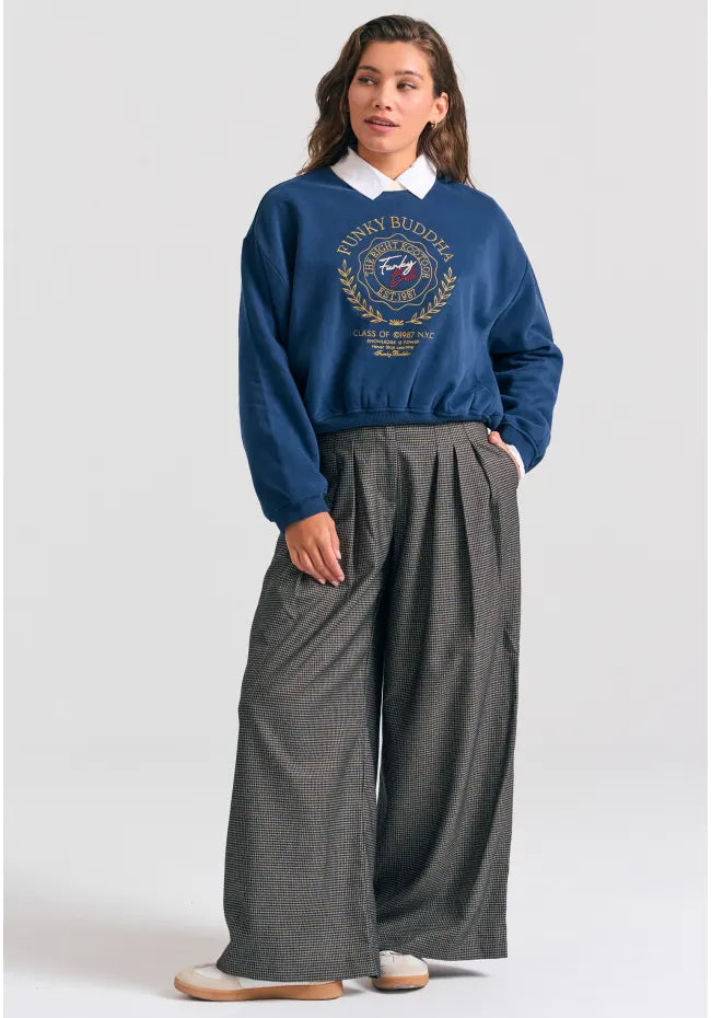 Loose fit ψηλομεση καρο παντελονα