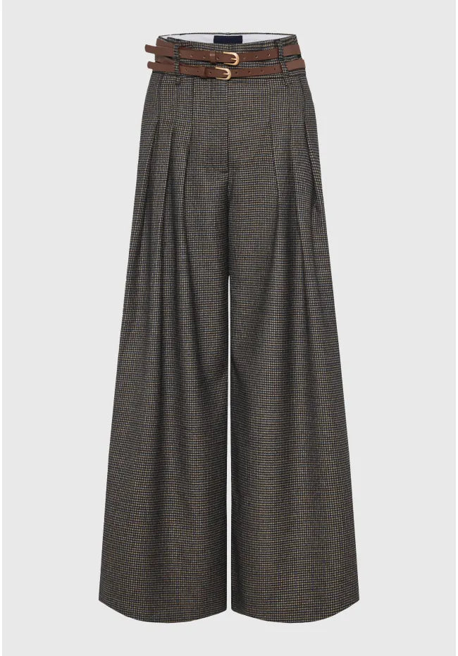 Loose fit ψηλόμεση καρό παντελόνα