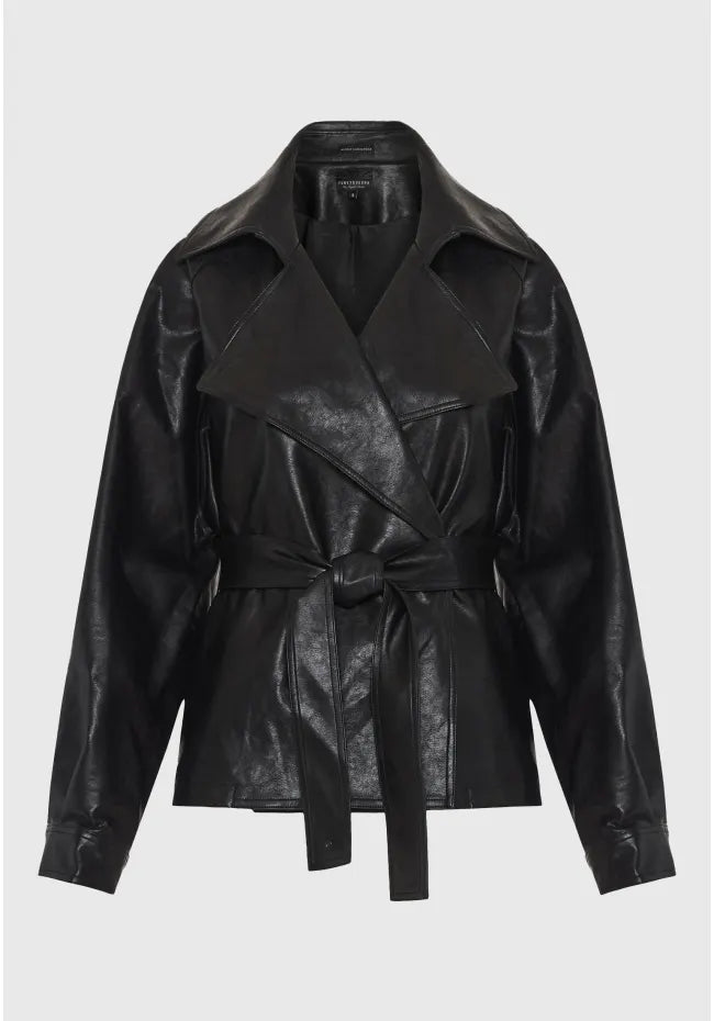 Μπουφαν από οικολογικο δερμα (PU) με ζωνη