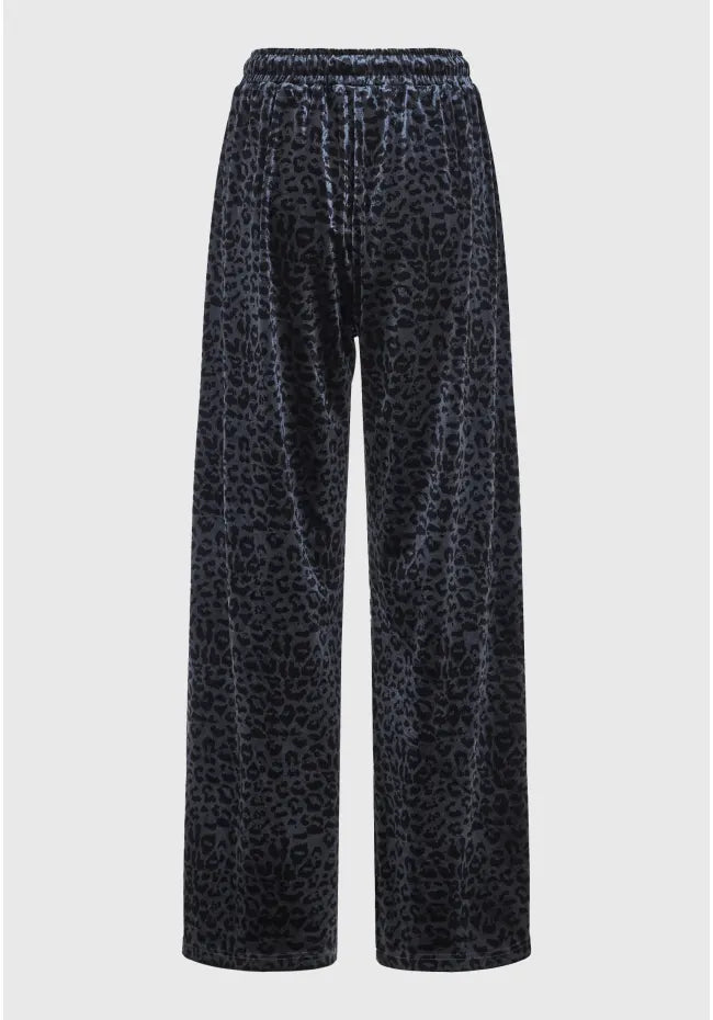 Βελουτέ παντελόνι φόρμας με animal print anthracite