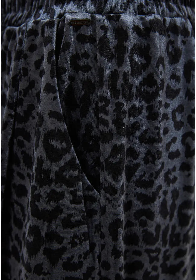 Βελουτέ παντελόνι φόρμας με animal print anthracite
