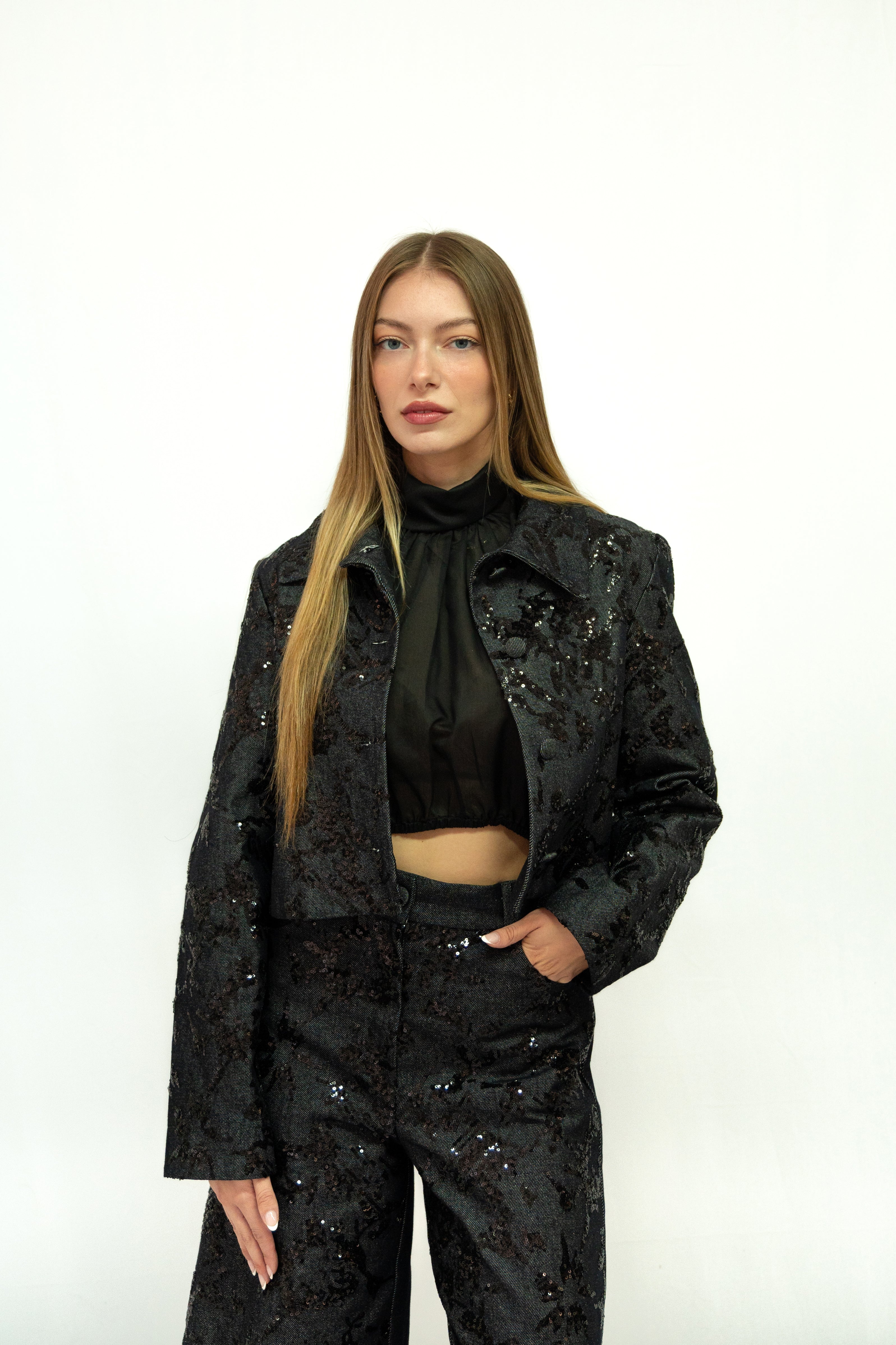 Denim jacket με παγιετες