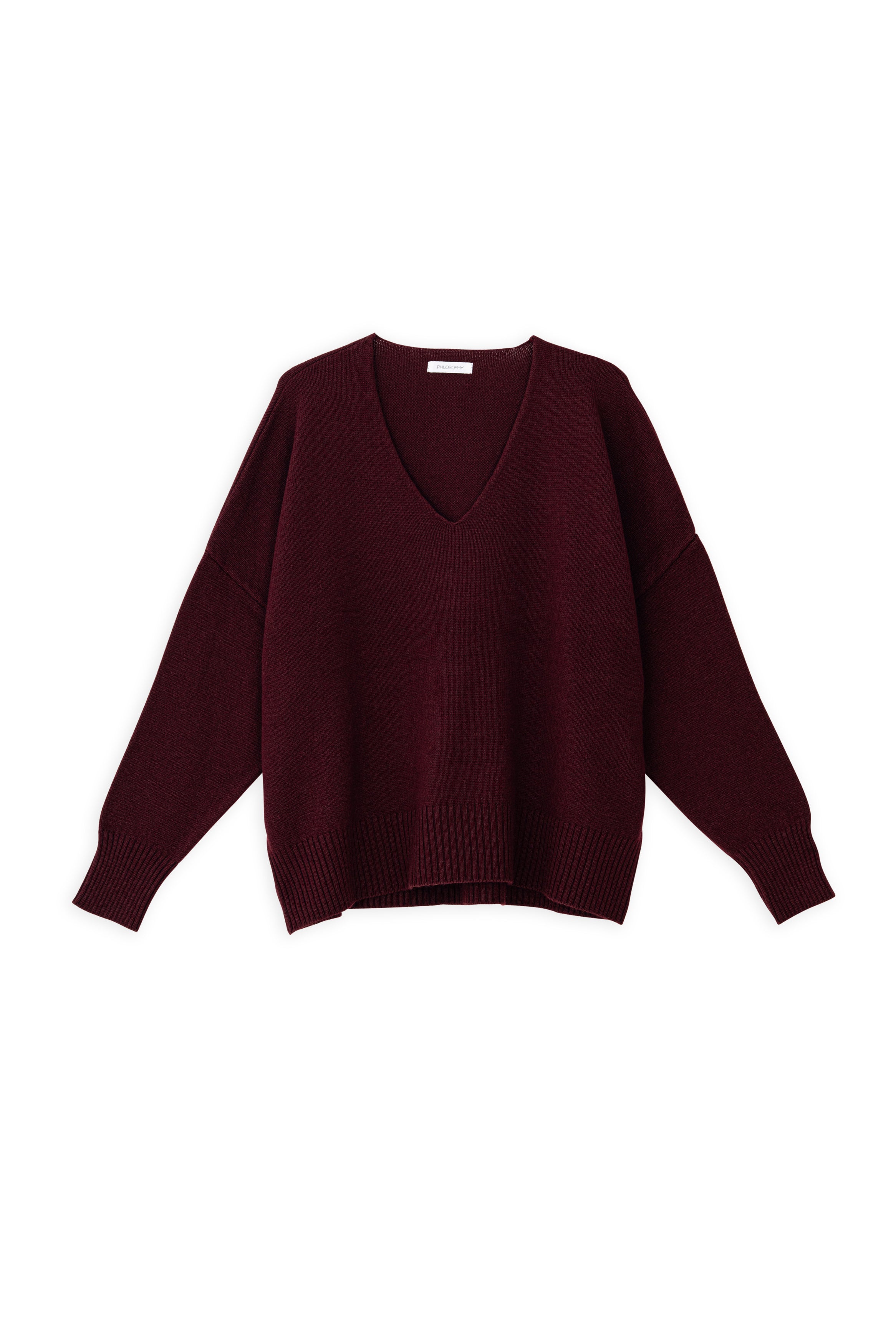 Cashmere V neck sweater burgundy