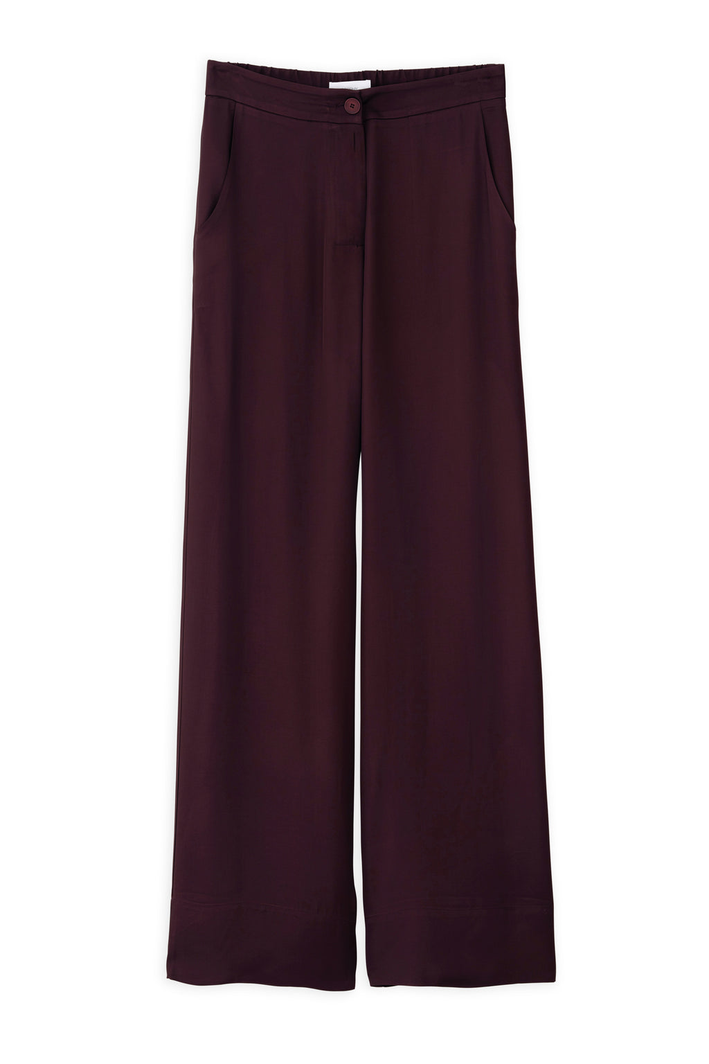 Satin ecovero wide leg pants burgundy
