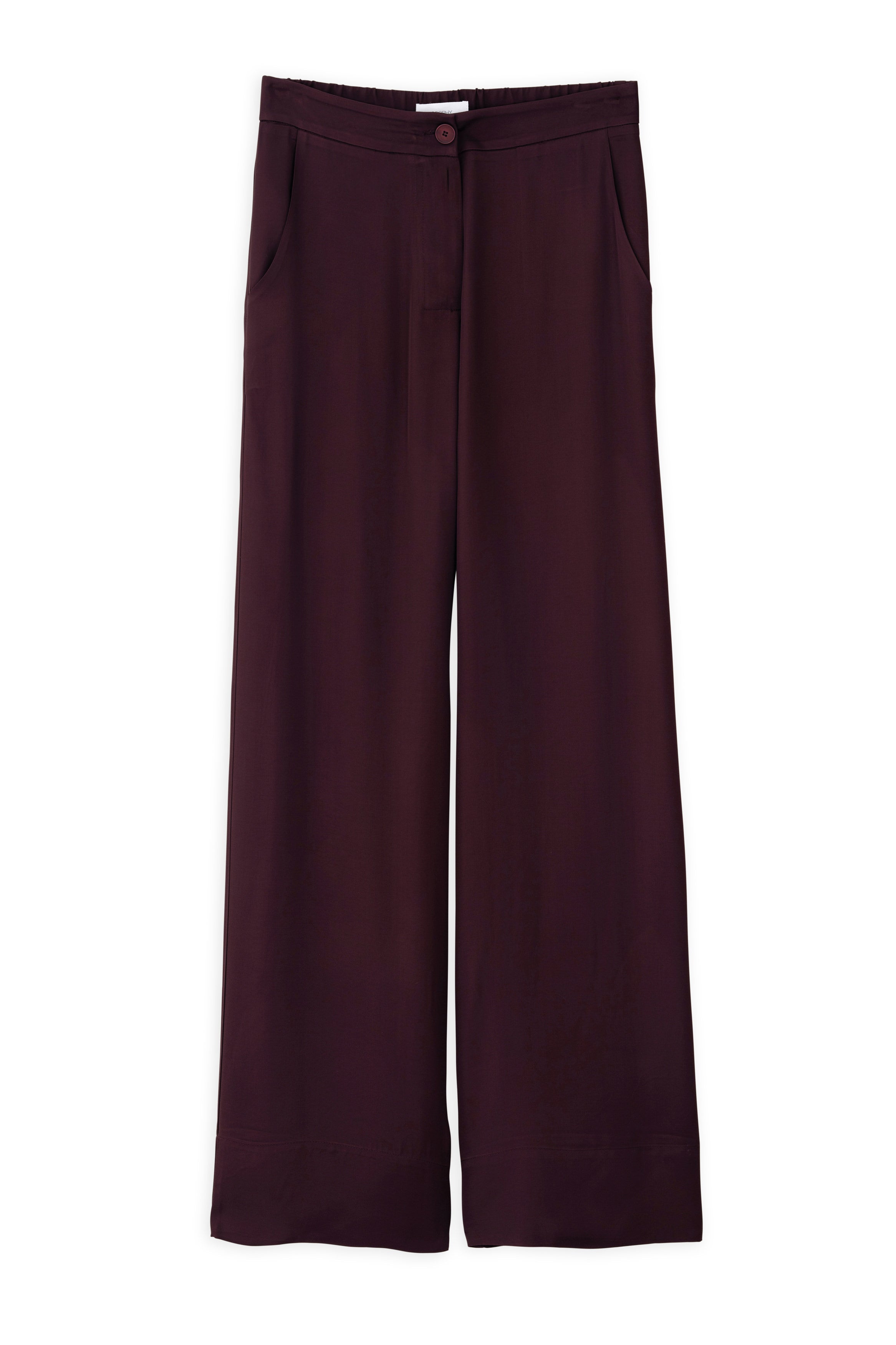 Satin ecovero wide leg pants burgundy