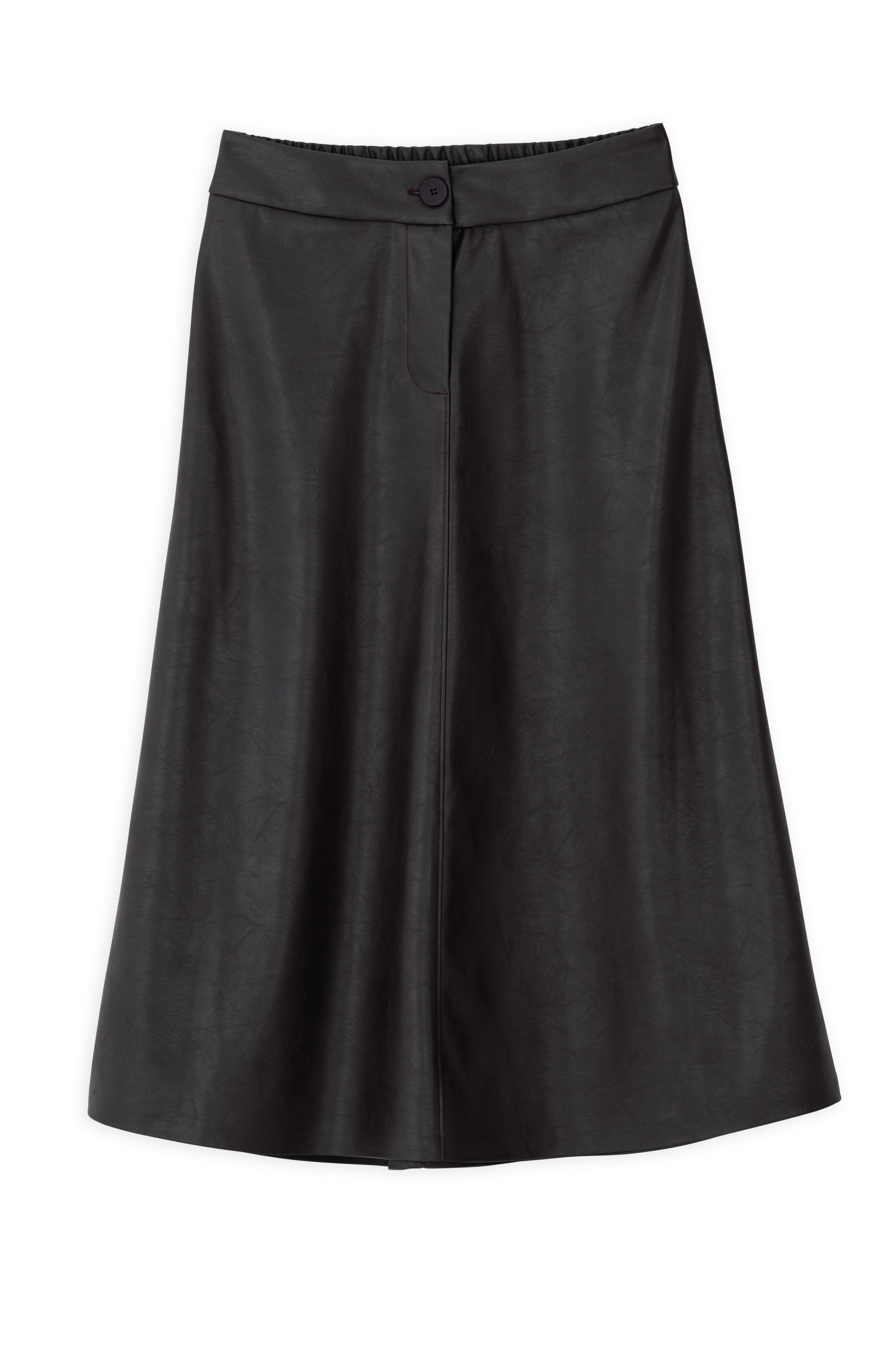 Leather midi skirt brown