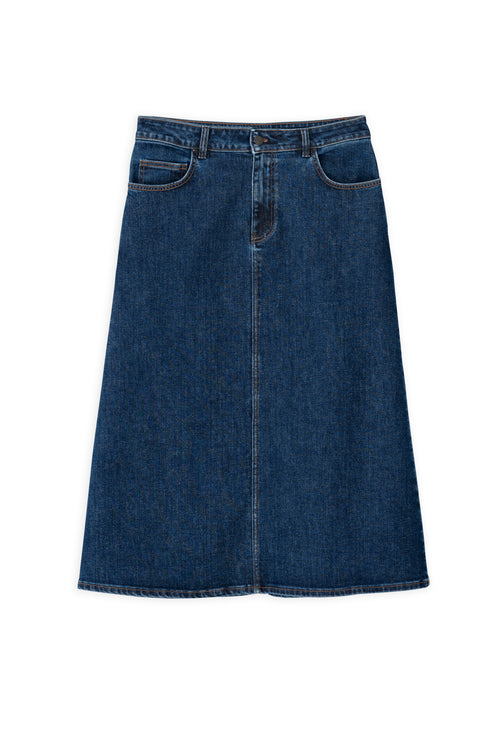Denim midi skirt