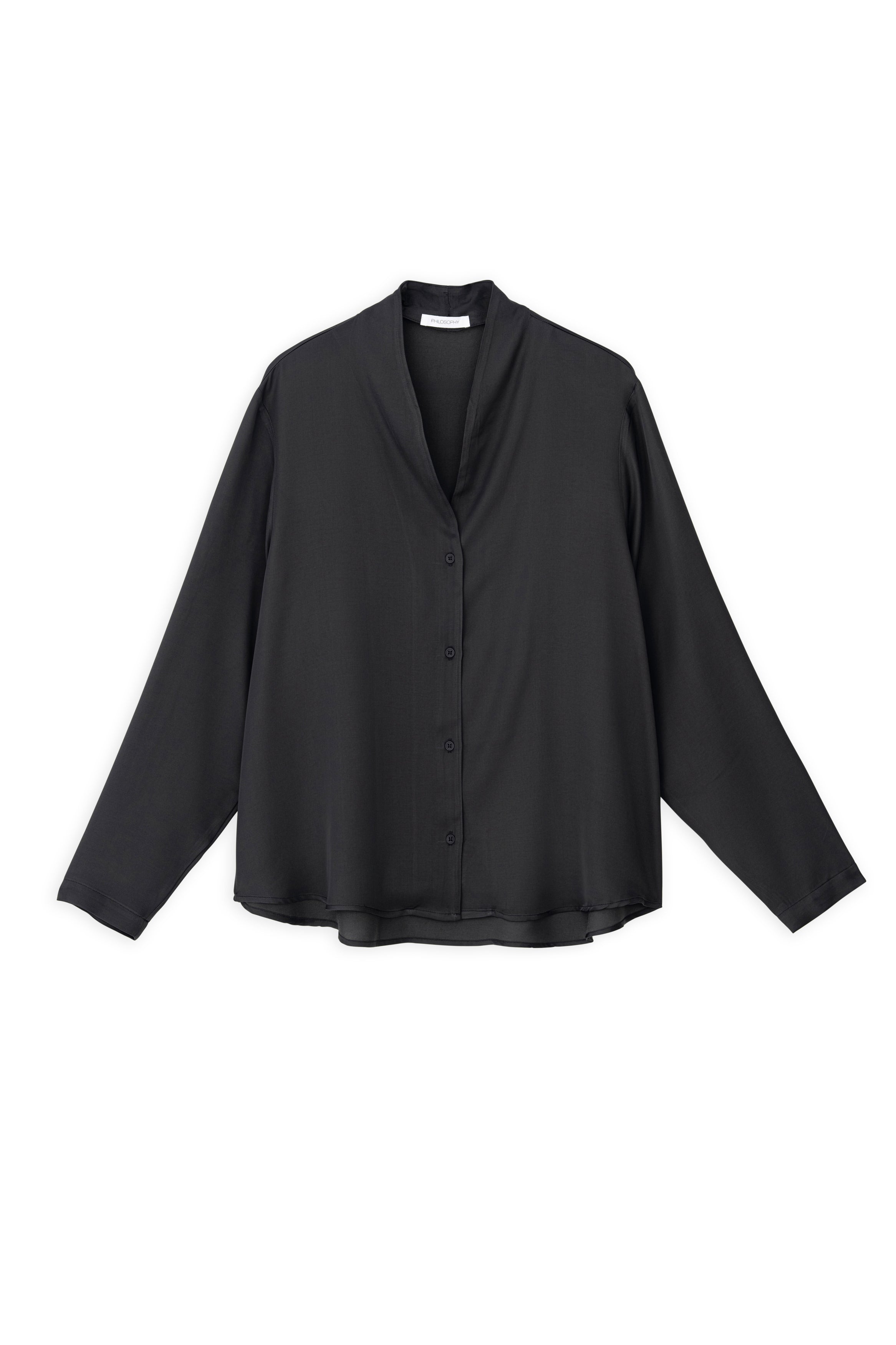 Satin ecovero shirt black