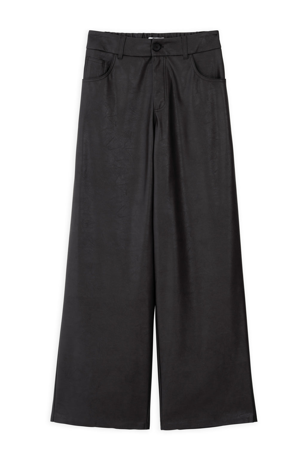 Leather wide leg pants brown
