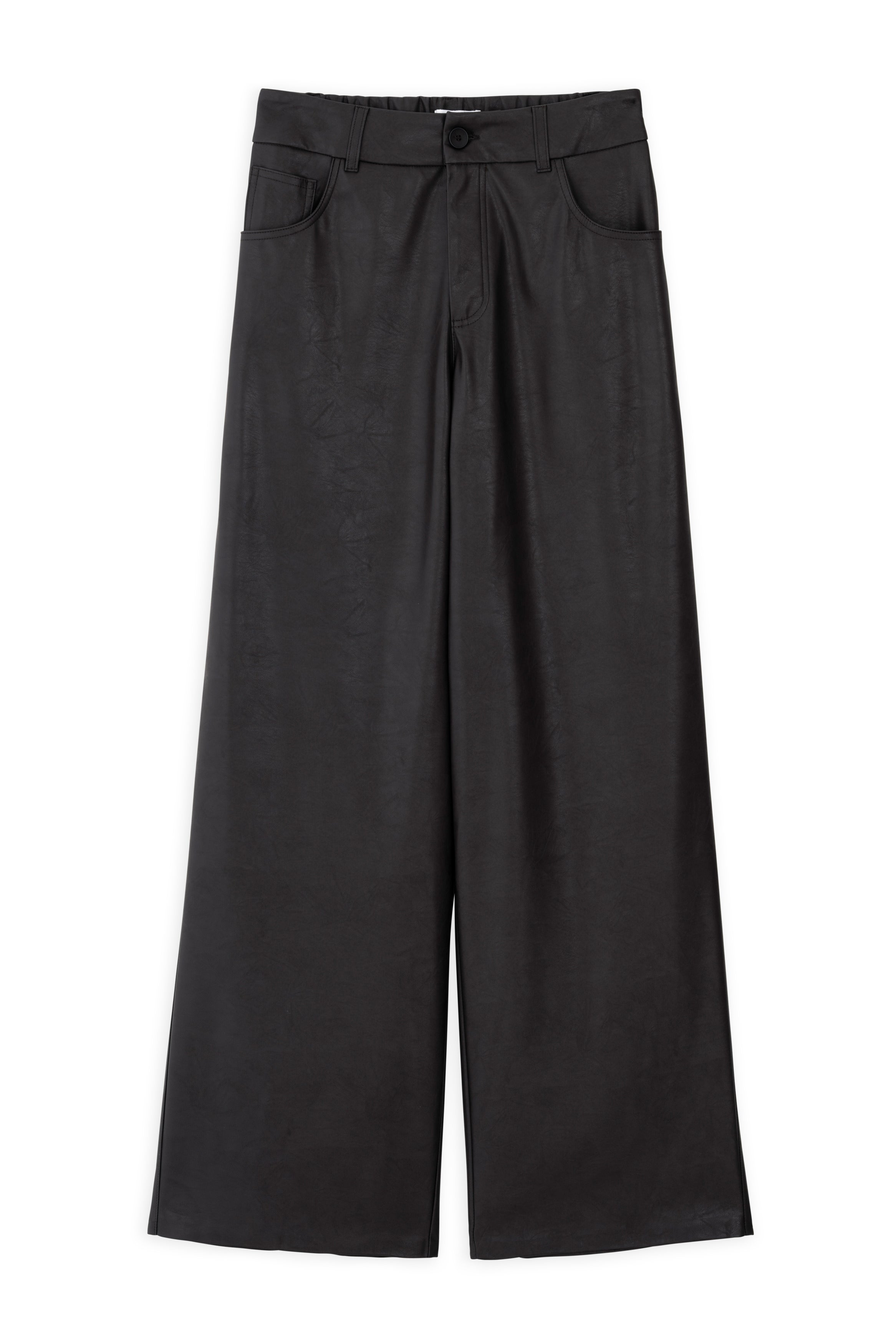 Leather wide leg pants brown