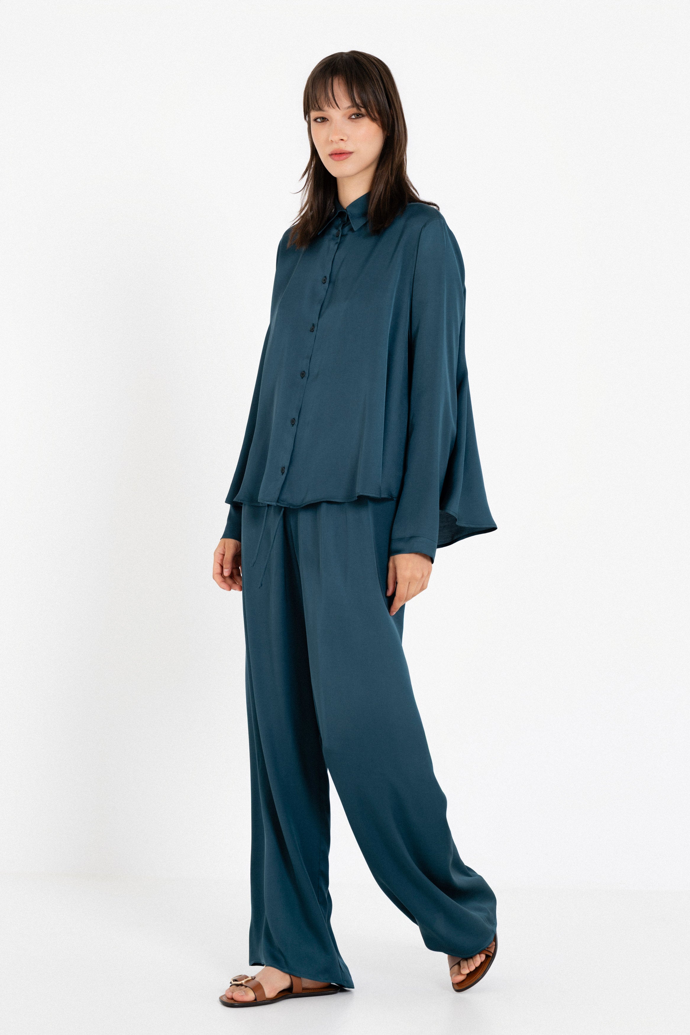 Satin Fine Ecovero Long Sleeve Shirt