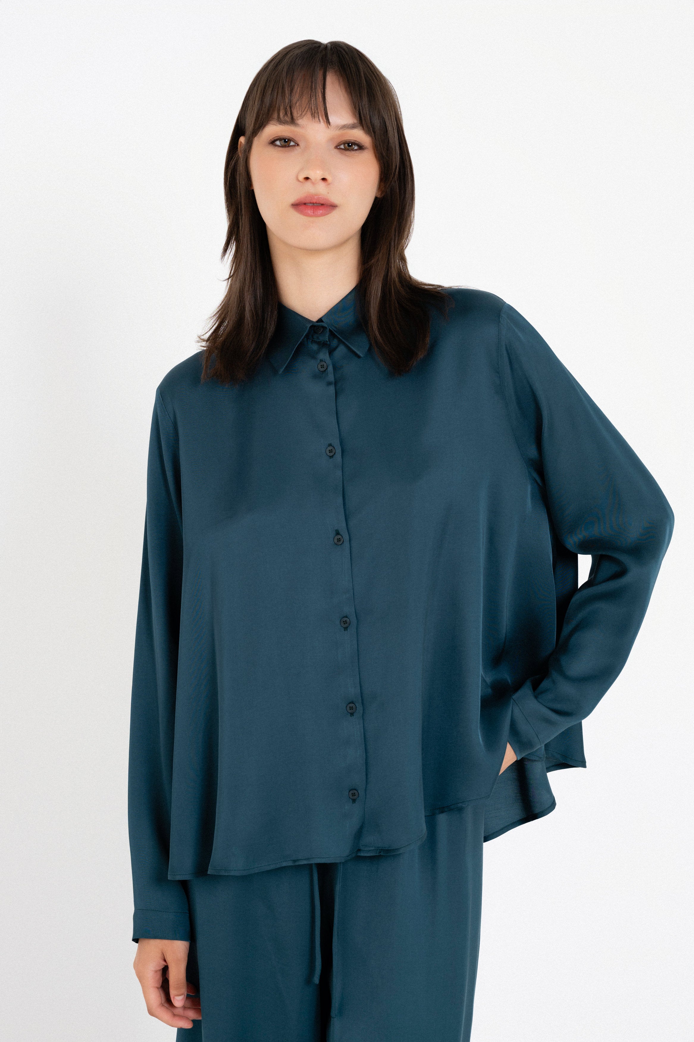 Satin Fine Ecovero Long Sleeve Shirt