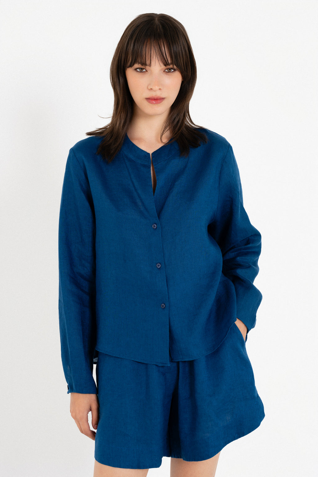 Linen Cropped Shirt