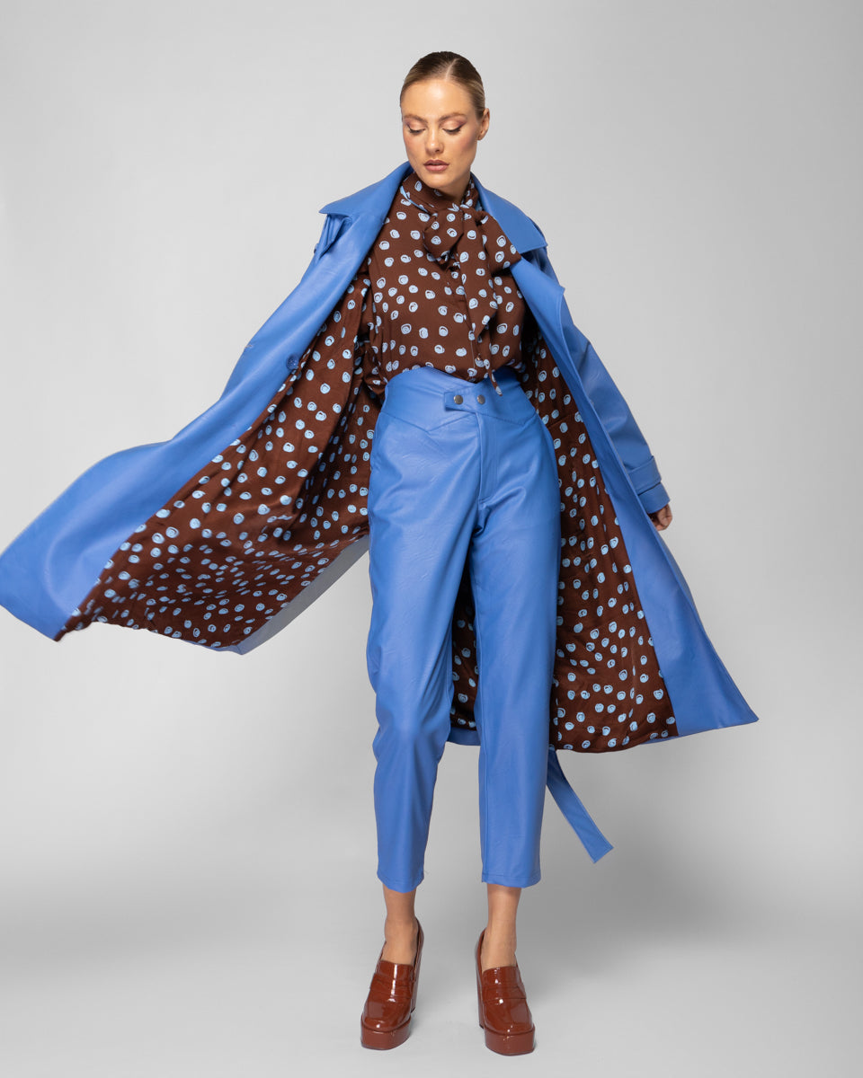 Eco leather trench coat