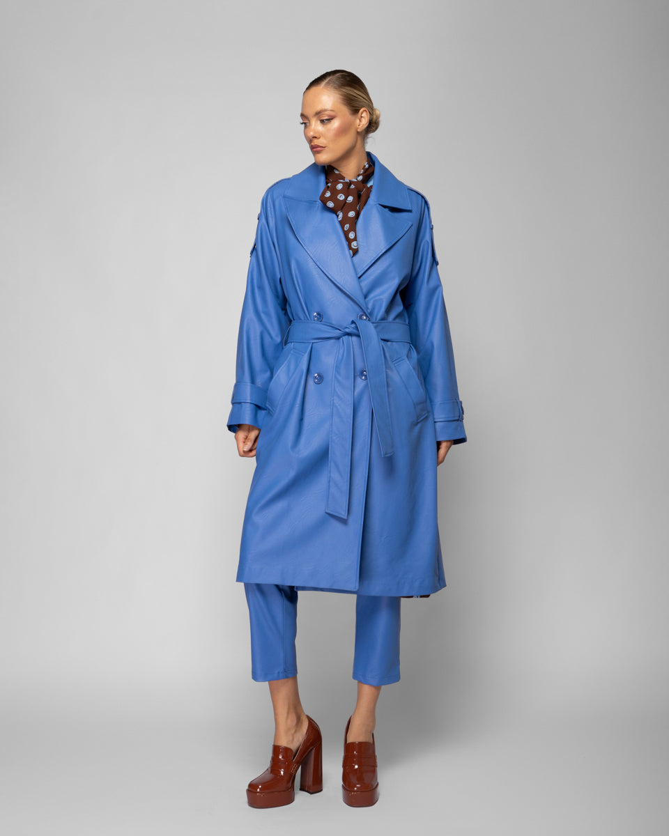 Eco leather trench coat