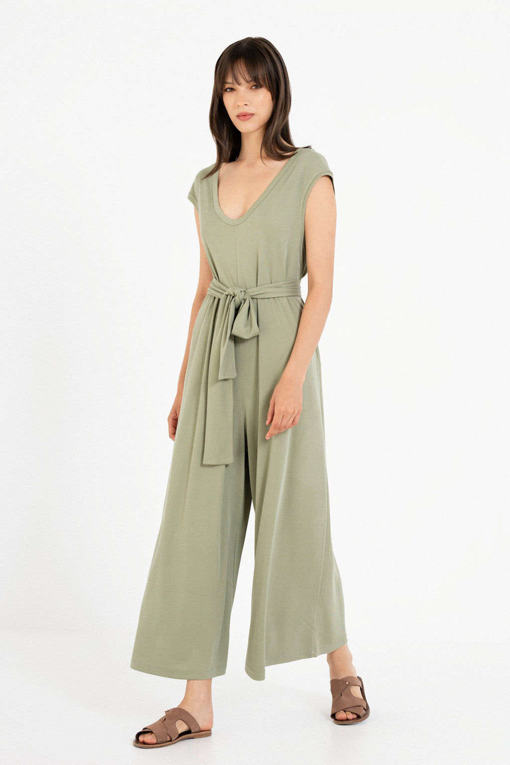 Rib V Neck Jumpsuit