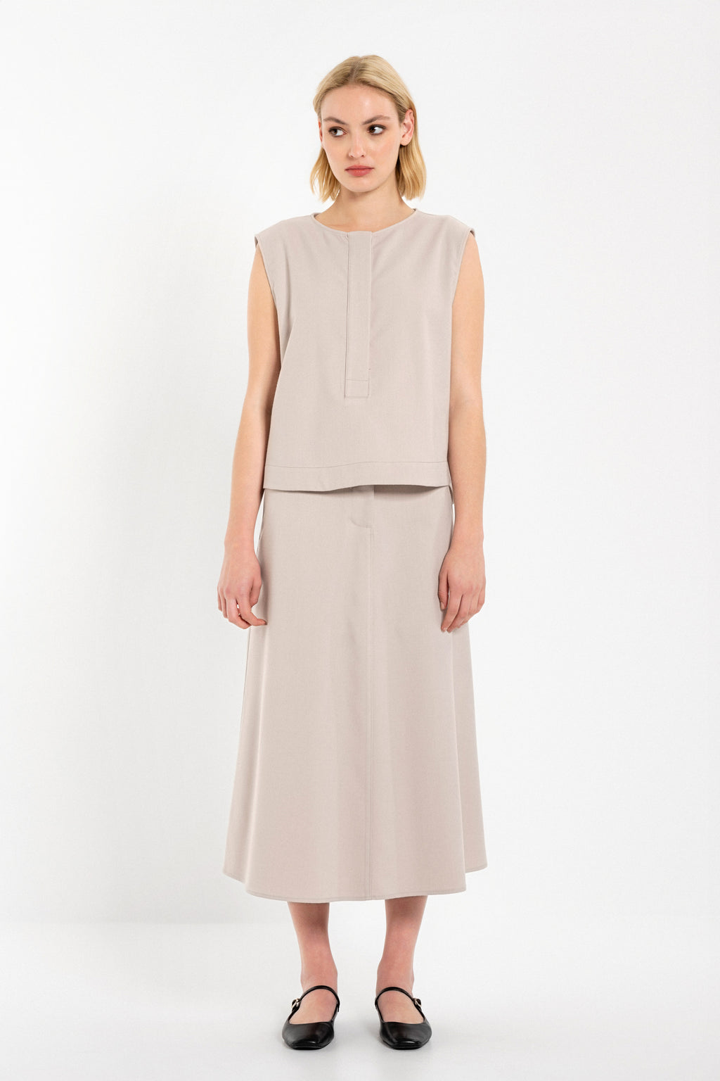 Twill Tetron/Rayon skirt off white