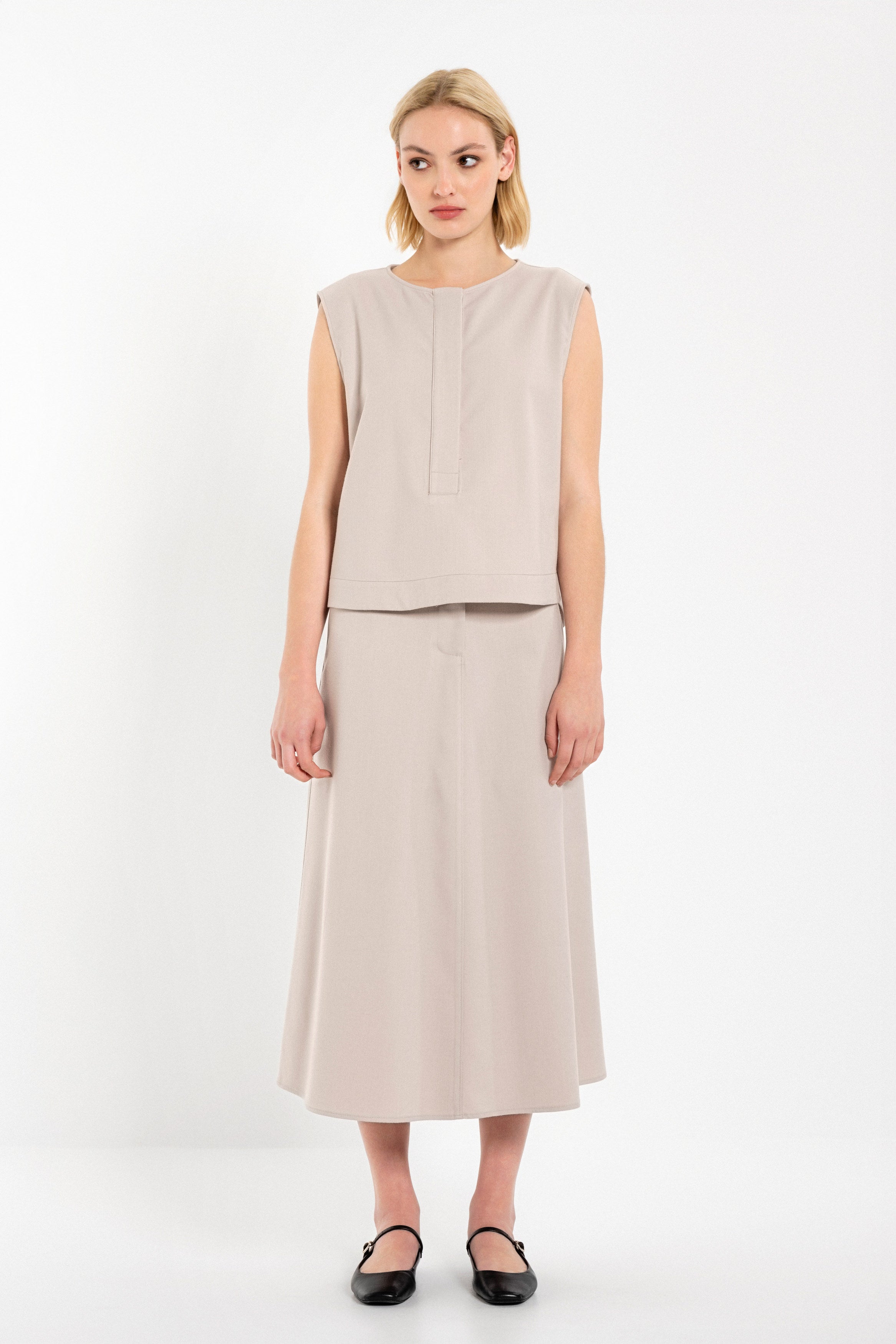 Twill Tetron/Rayon skirt off white