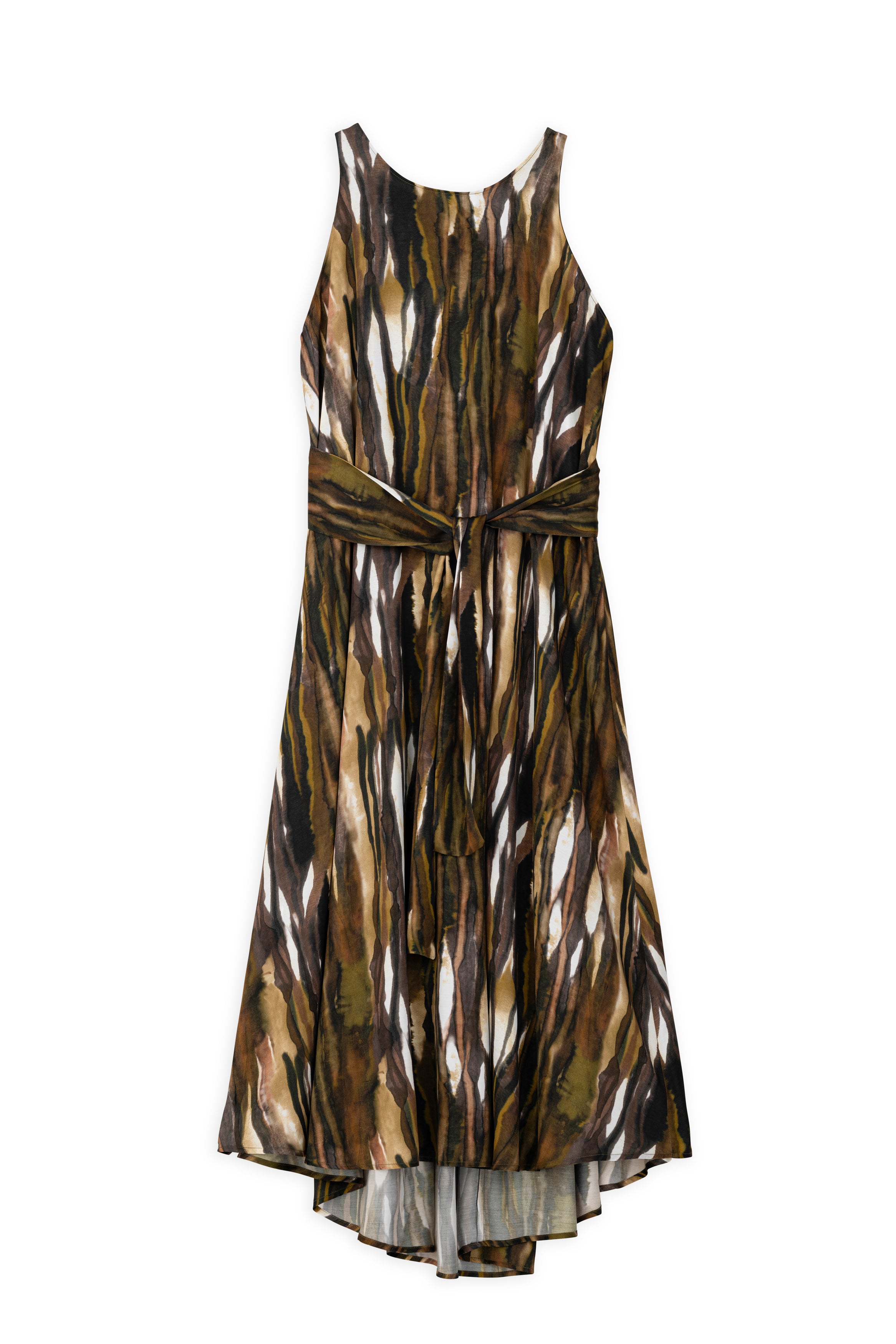 SATIN PRINT HALTER NECK DRESS