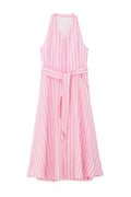 Linen Stripes Halter Neck Dress