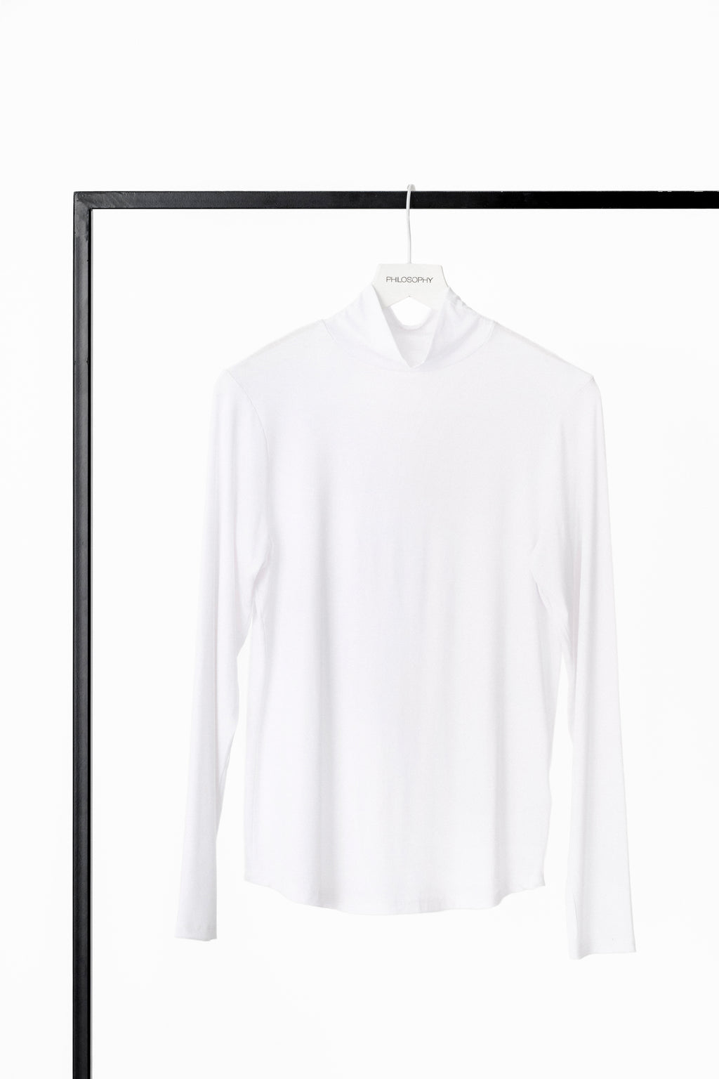 Lyocell jersey turtleneck top white
