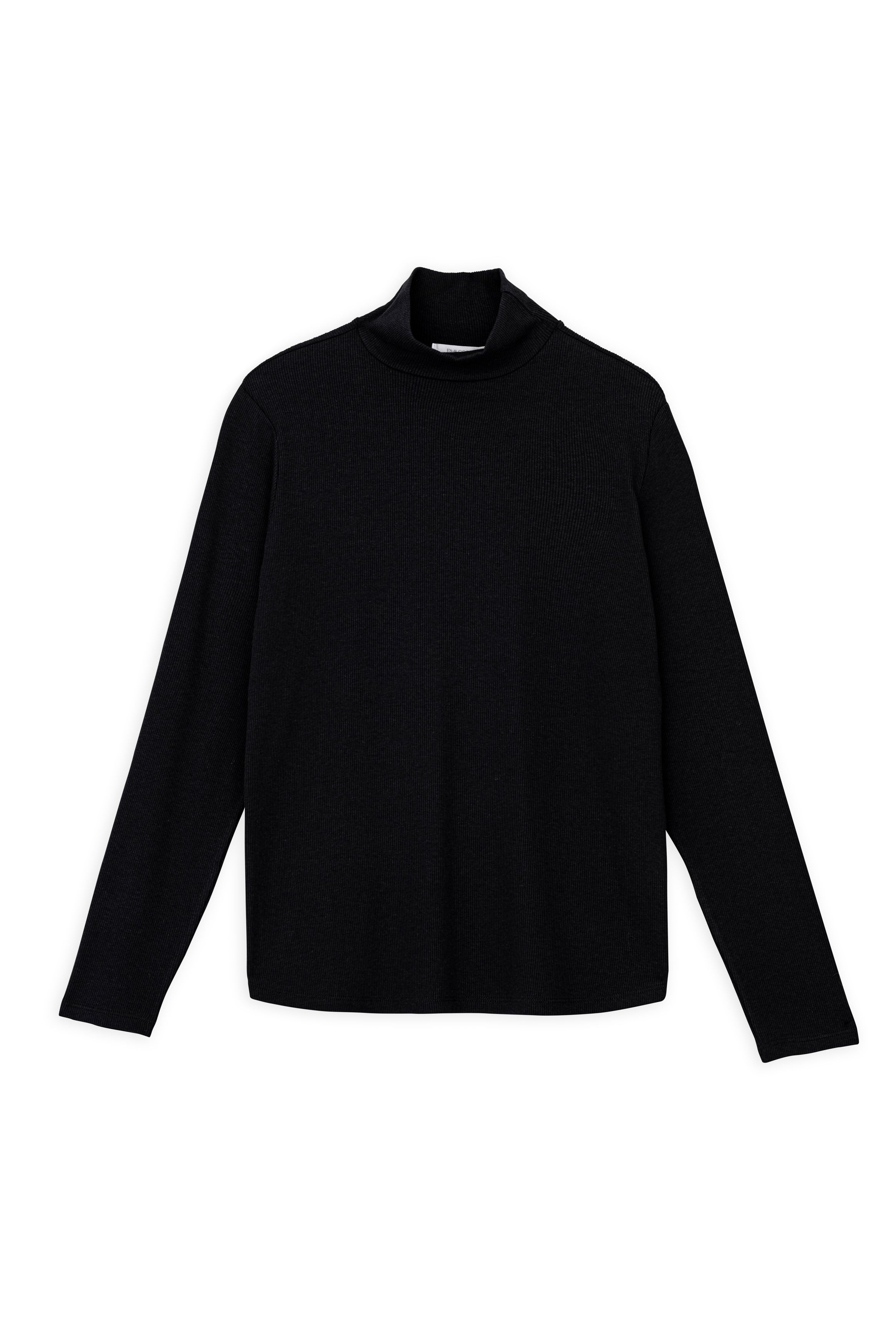 Rib turtleneck top black