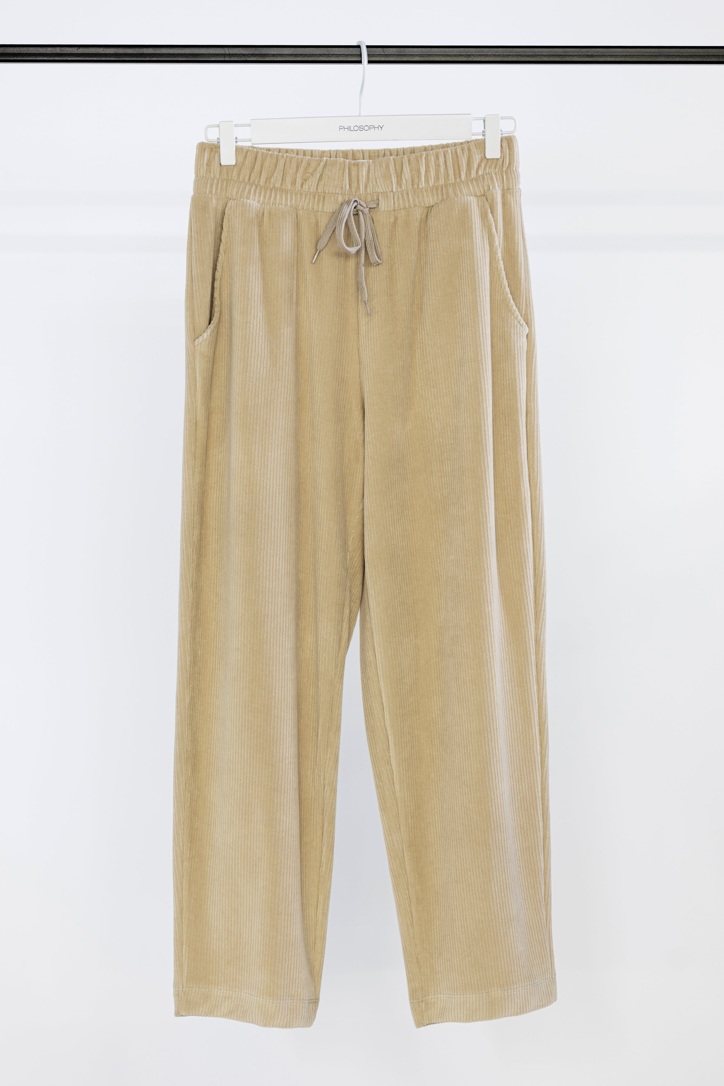 Velour corduroy jogger pants beige
