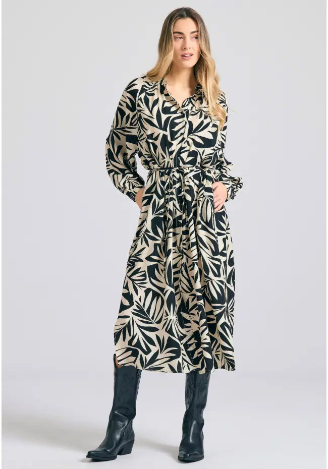 Oversized εμπριμε μιντι φορεμα από βισκοζη