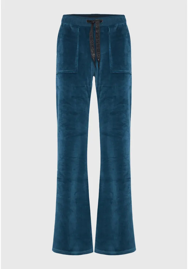 Flare fit παντελόνι φόρμας σε βελουτέ ύφασμα
