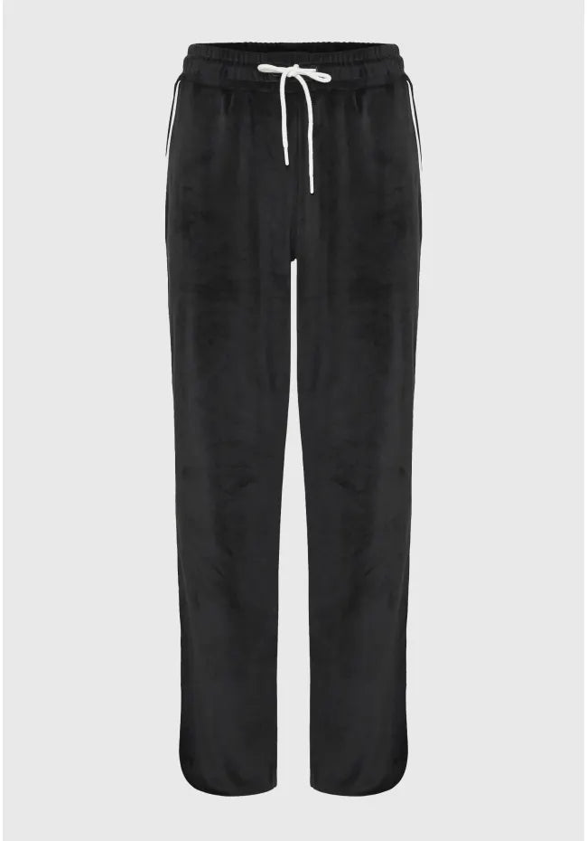 Βελουτε παντελονι φορμας με ριγα μαυρο