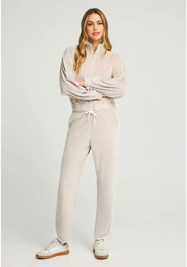 Βελουτε παντελονι φορμας με ριγα μπεζ