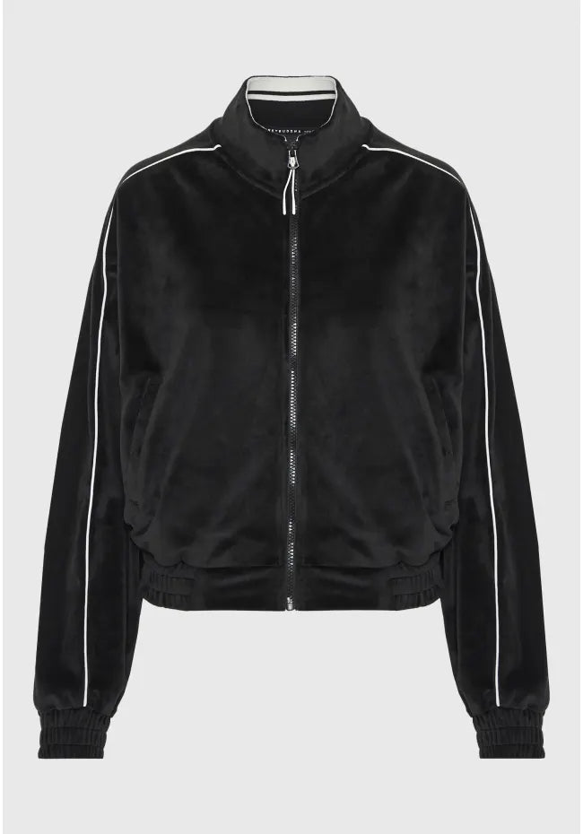 Βελουτε ζακετα με ριγα μαυρη