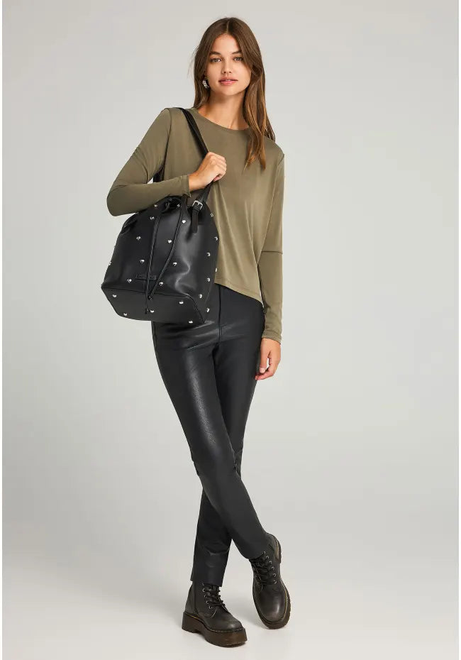 Μακρυμανικη μπλουζα λαδι με στρογγυλη λαιμοκοψη