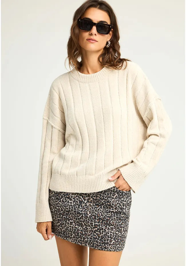 Γυναικεια πλεκτη μπλουζα με τελειωμα rib off white