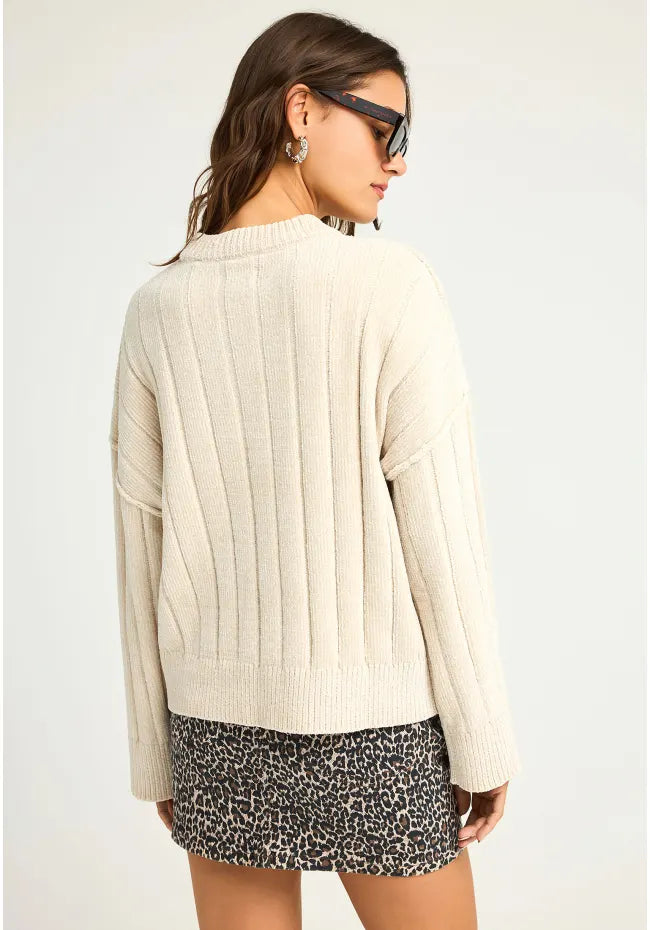 Γυναικεια πλεκτη μπλουζα με τελειωμα rib off white