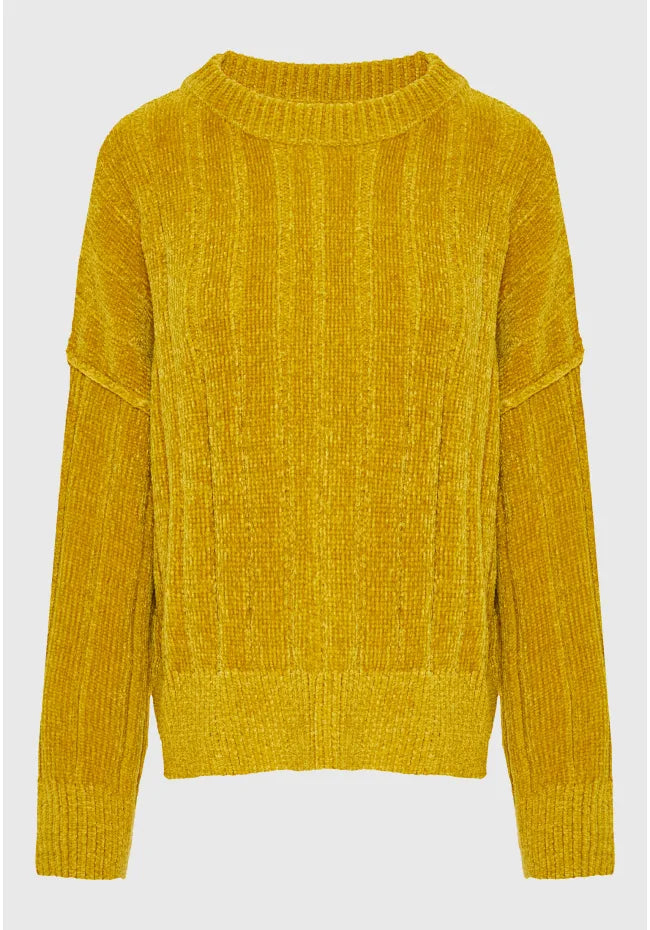 Γυναικεια πλεκτη μπλουζα με τελειωμα rib yellow