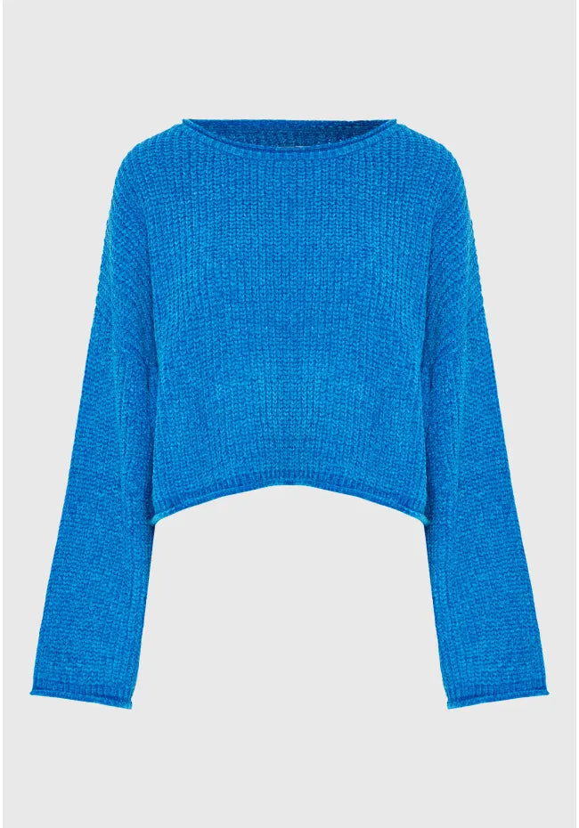 Γυναικείο πουλόβερ chenille blue