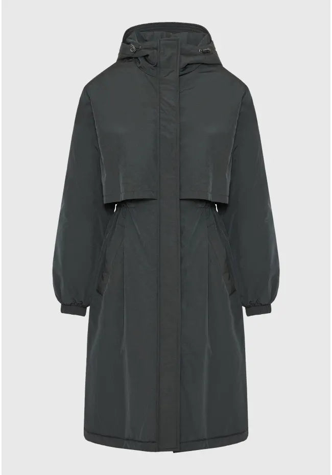 Γυναικειο μακρυ casual μπουφαν sage green