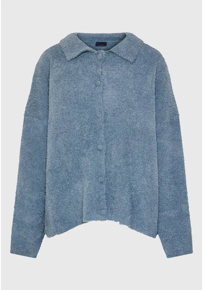 Γυναικεία ζακέτα μπλε σε fleece ύφανση με κουμπιά