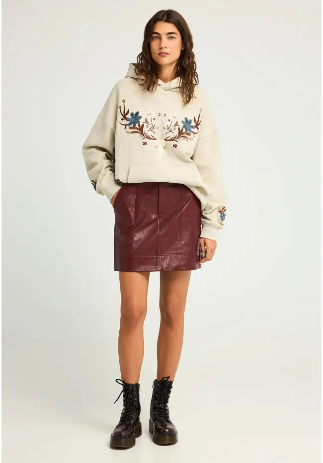 Relaxed fit Φουτερ με κουκουλα και κεντηματα