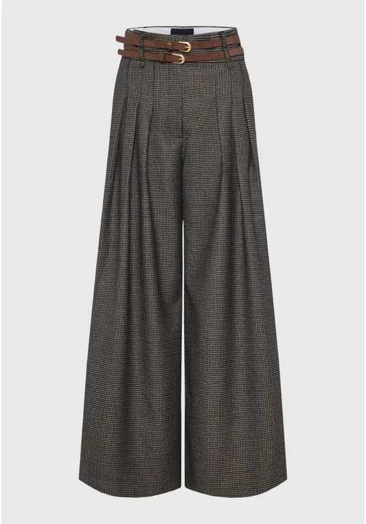 Loose fit ψηλόμεση καρό παντελόνα