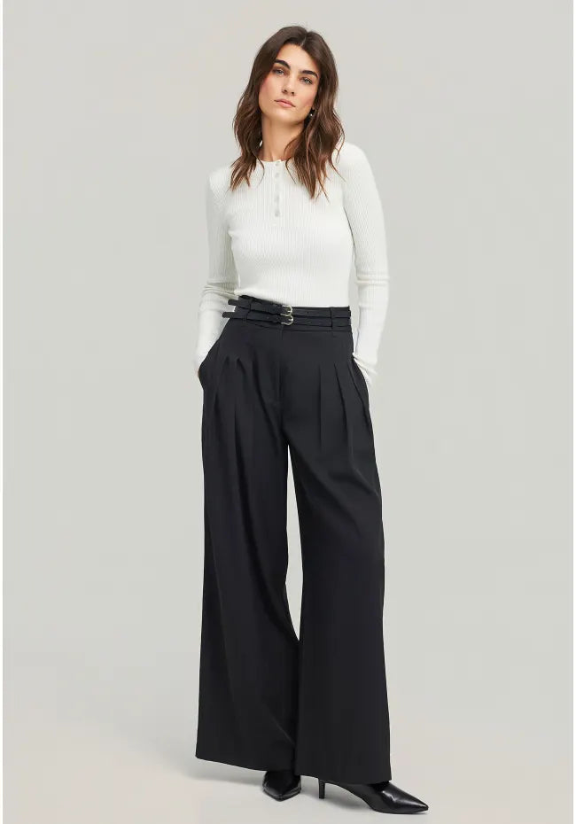 Loose fit ψηλομεση μονοχρωμη παντελονα μαυρη