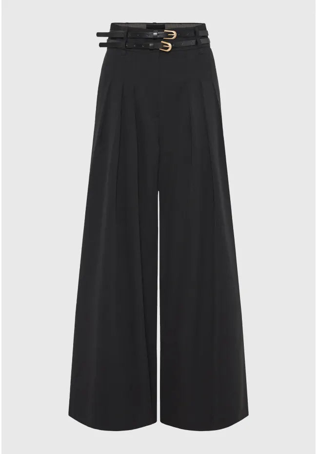 Loose fit ψηλομεση μονοχρωμη παντελονα μαυρη