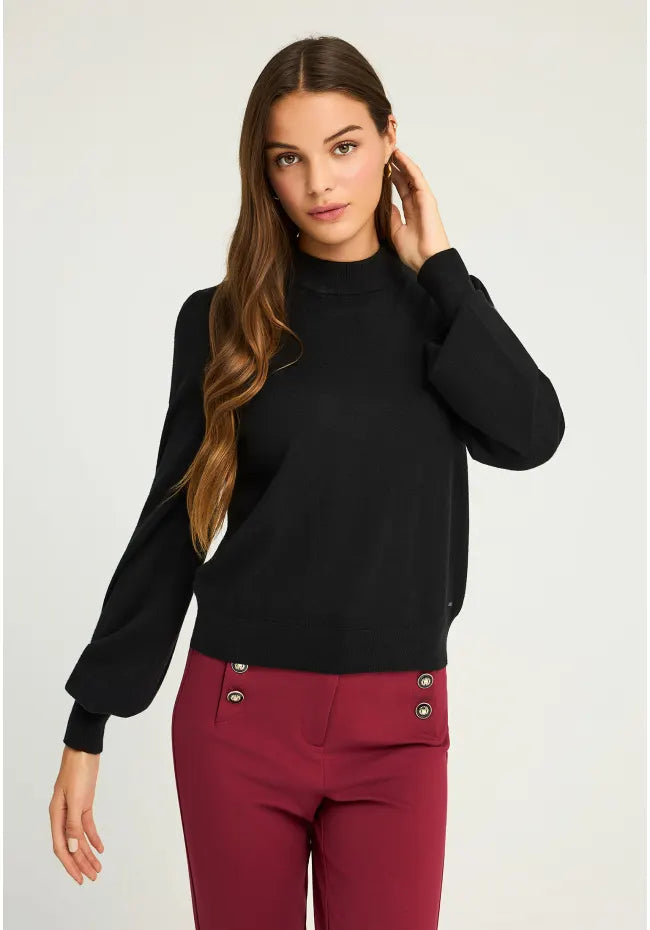 Γυναικειο πλεκτο με bishop μανικια μαυρο