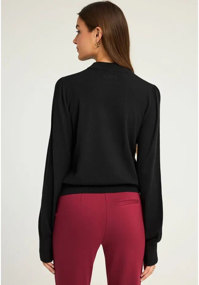 Γυναικειο πλεκτο με bishop μανικια μαυρο