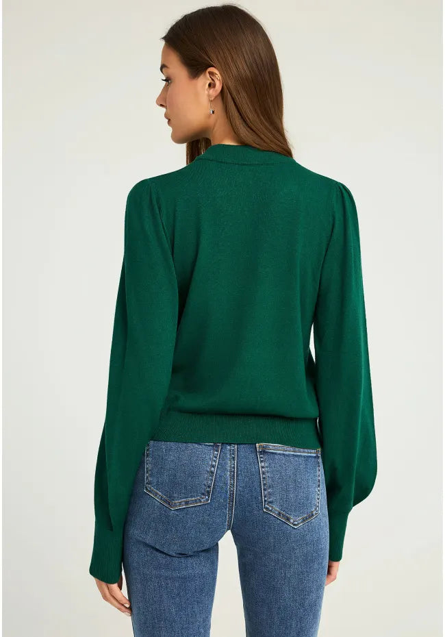 Γυναικειο πλεκτο με bishop μανικια πρασινο