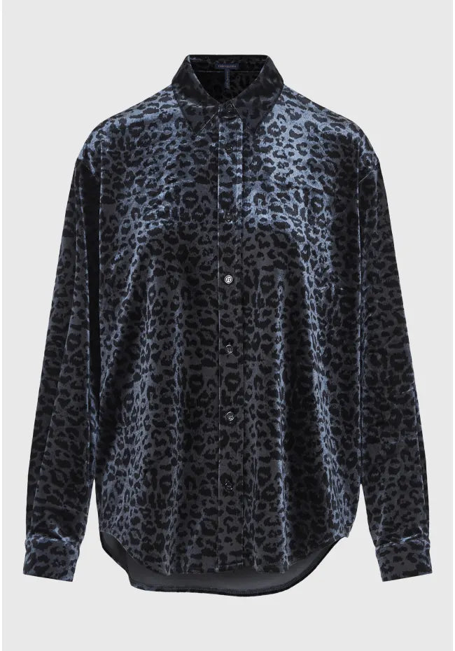 Λεοπαρ βελουτε πουκαμισο anthracite