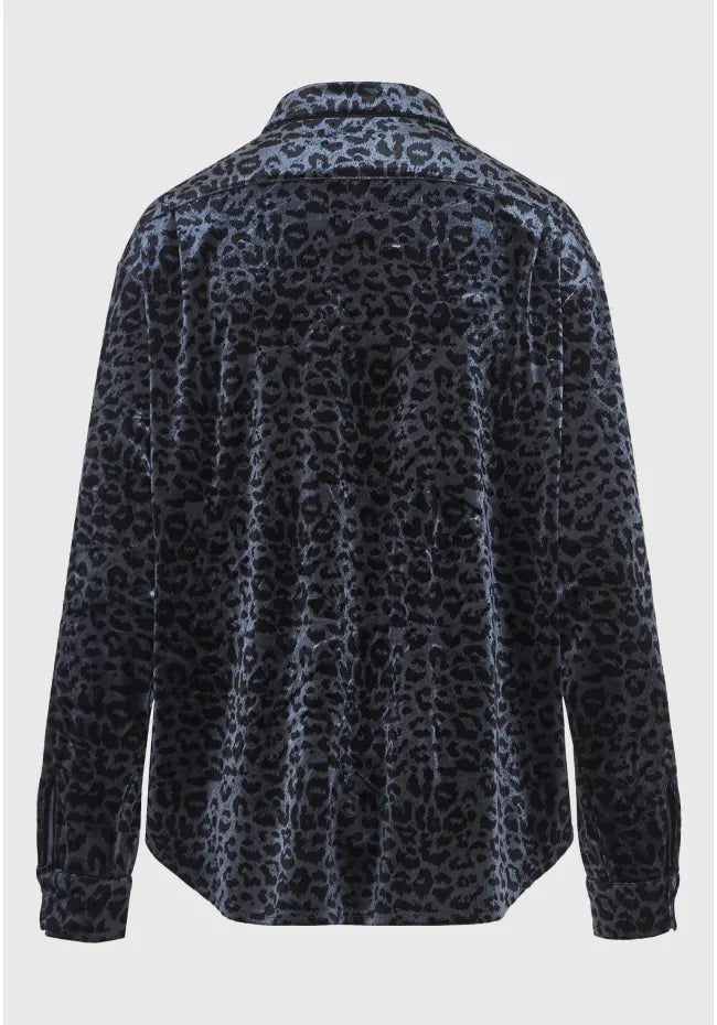 Λεοπαρ βελουτε πουκαμισο anthracite